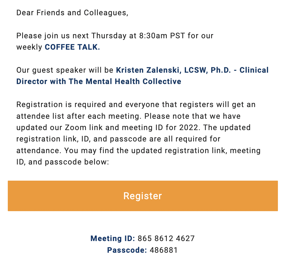 Coffee Talk with Dr. Zaleski